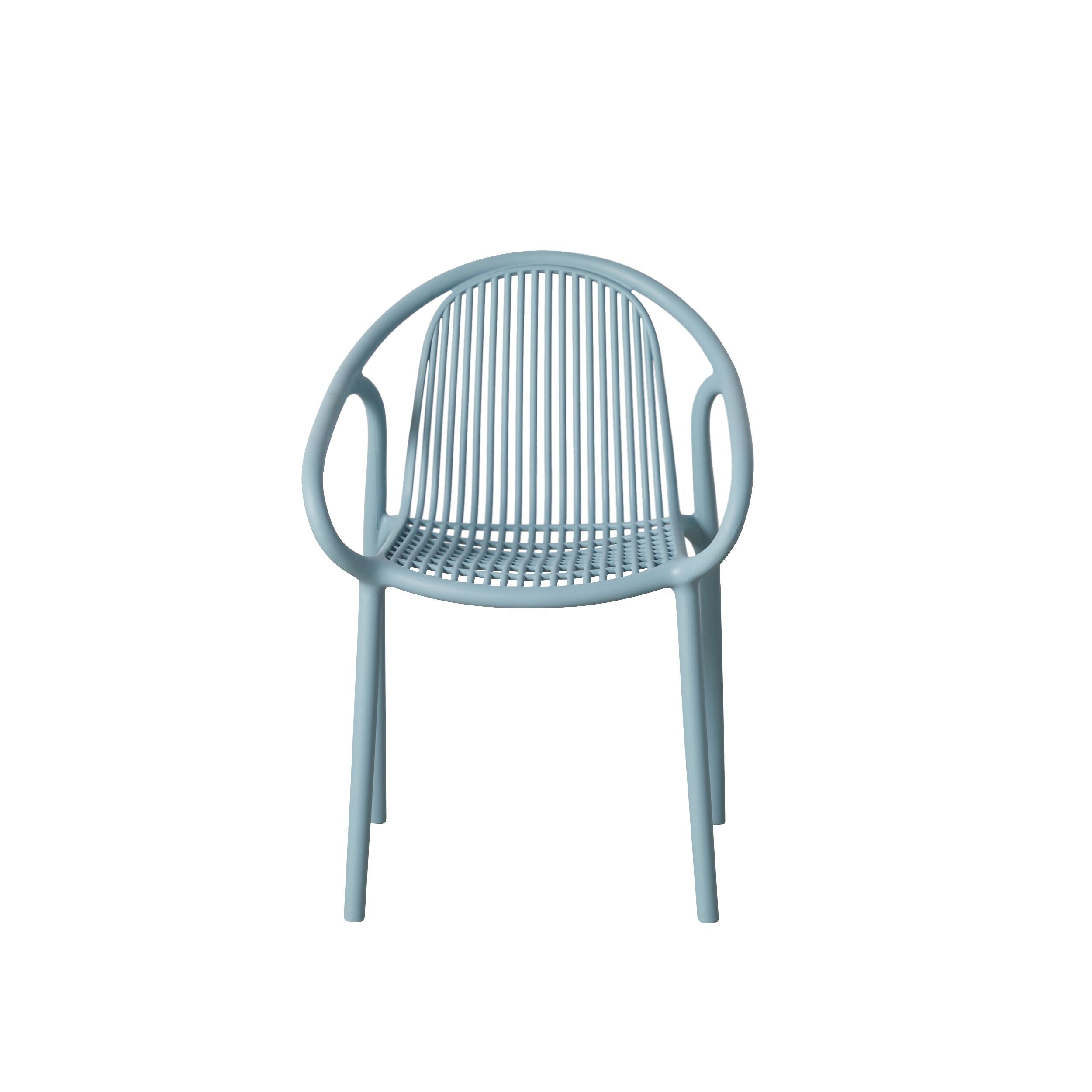 Light Blue Plastic Garden ArmChair-PP Chair