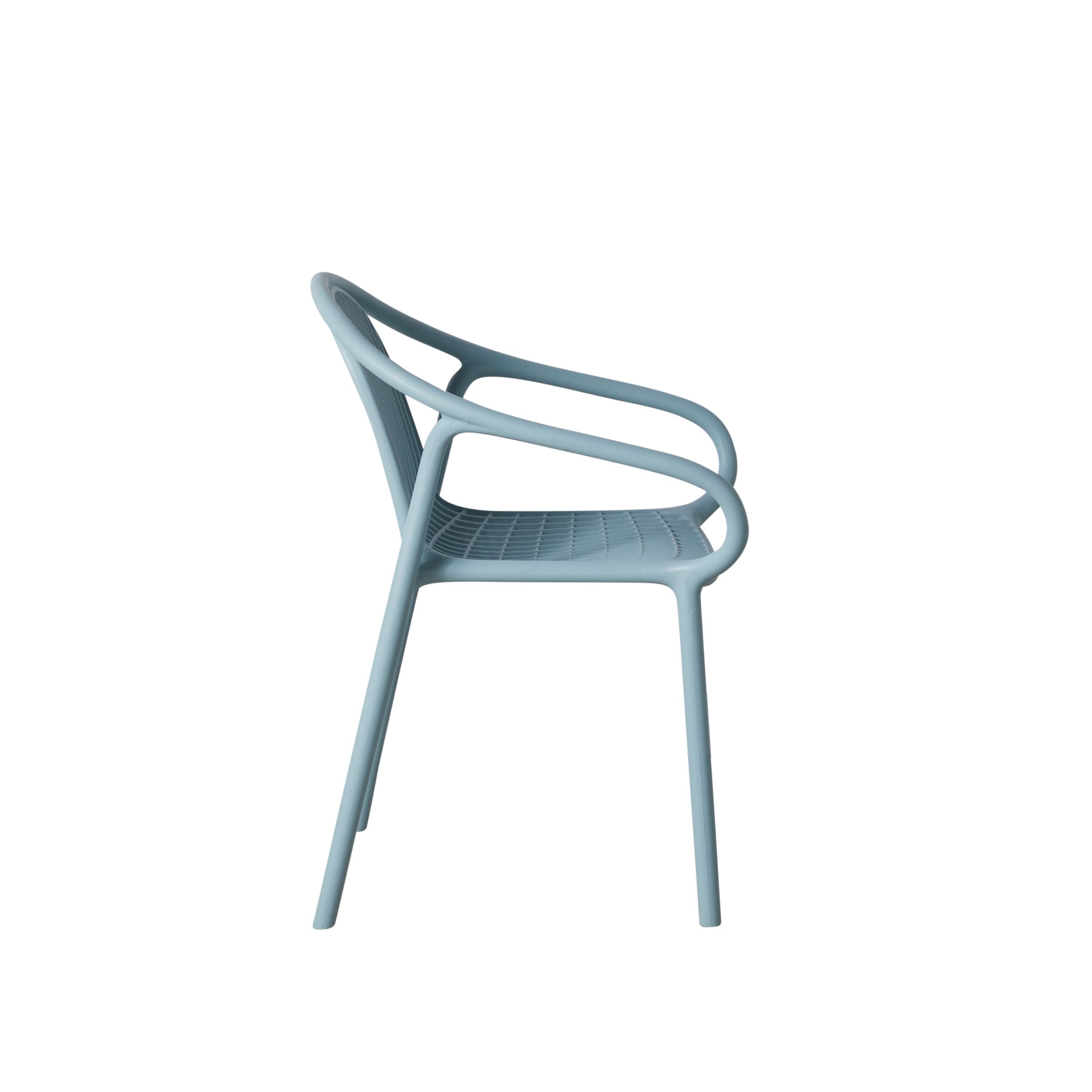 Light Blue Plastic Garden ArmChair-PP Chair