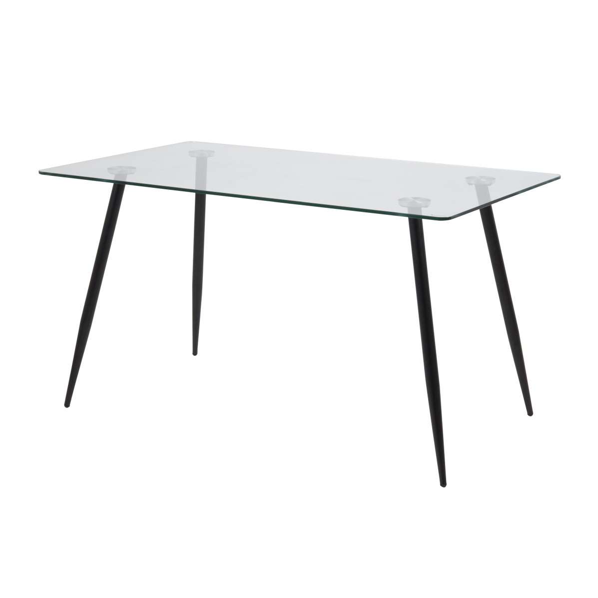 Rectangle Clear Glass Kitchen Table With Black Metal Feet-PP Chair