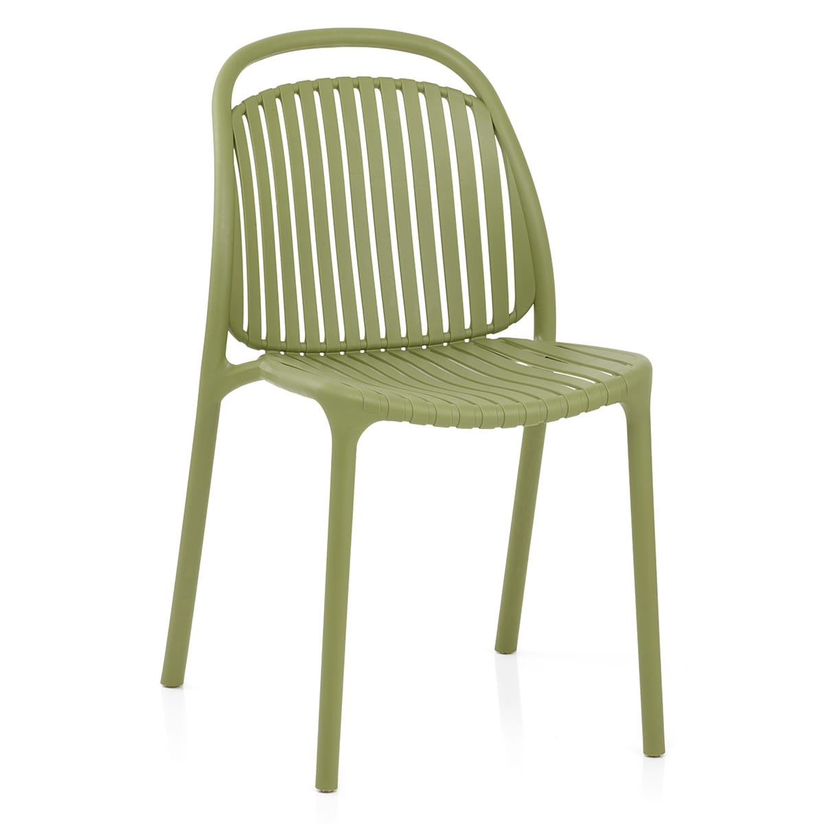 Stackable Green Polypropylene Outdoor Chairs - Weather-Resistant & Space-Saving