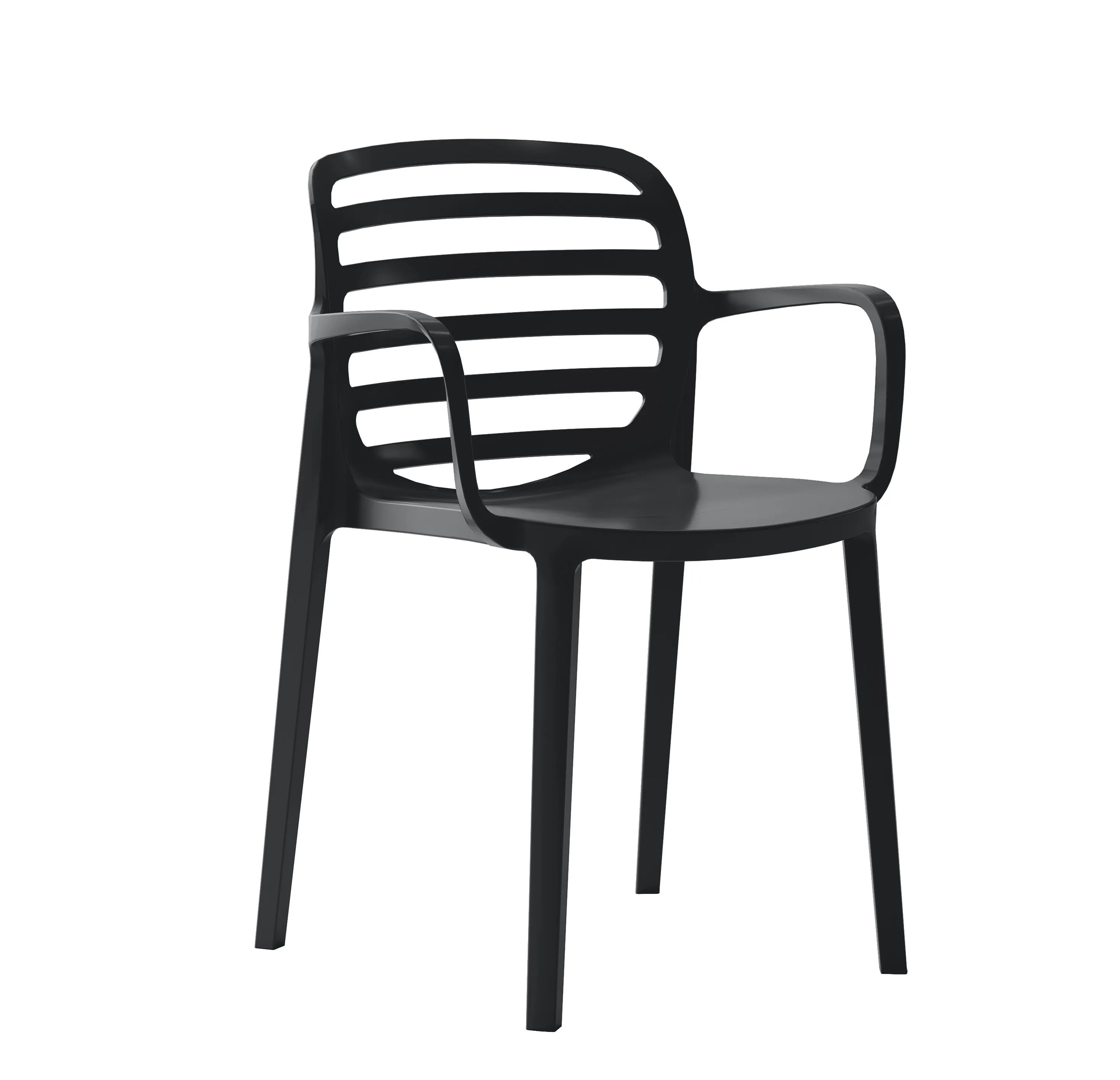 Black Polypropylene Chair With Armrests-PP Chair
