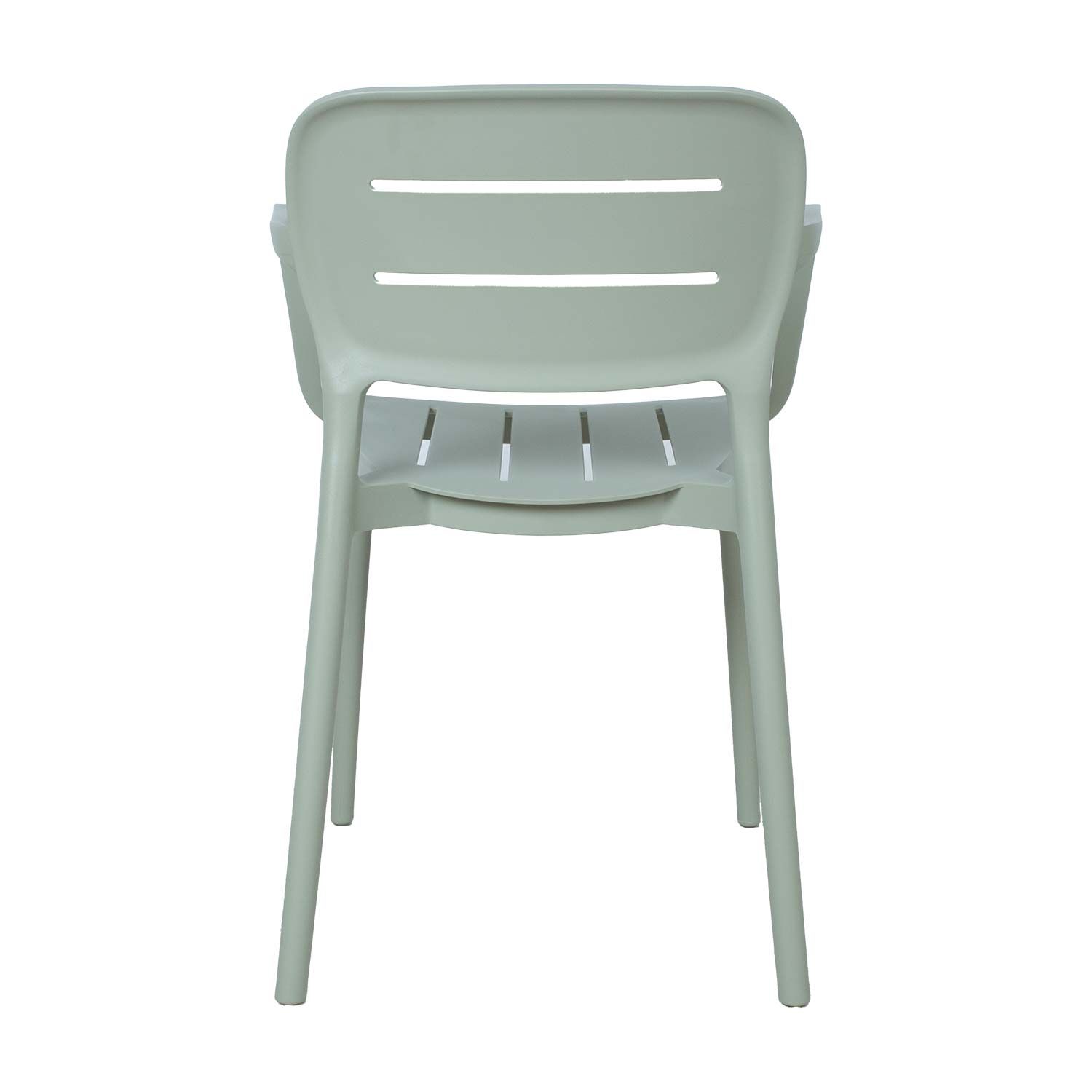 Wholesale Mint Green Stackable Plastic Arm Chair, Weather-Resistant Slatted Back PP Dining Chair for Outdoor Patio, Cafe & Commercial Use