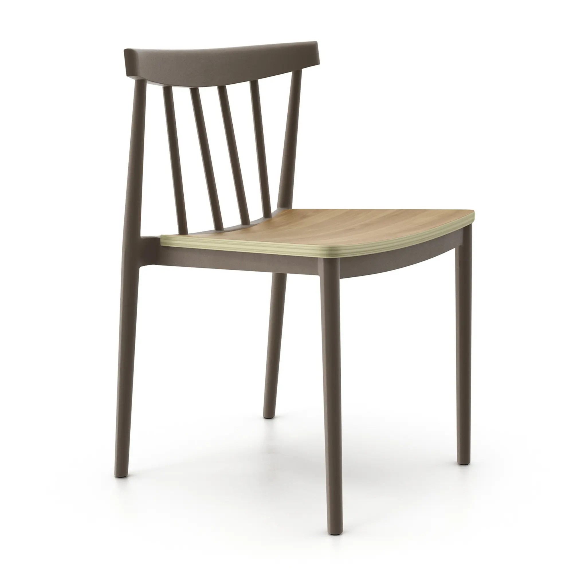 Indoor Stackable Chairs with Wood Seat - Grey Polypropylene Frame