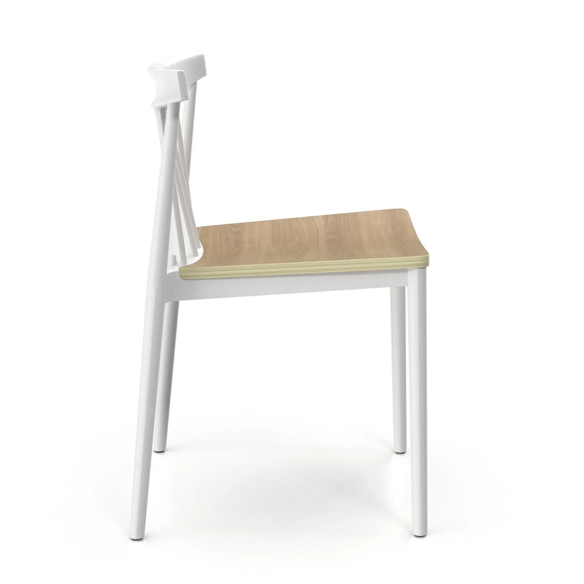 White Stacking Chairs with Wooden Seat - PP Frame Indoor Event Chairs