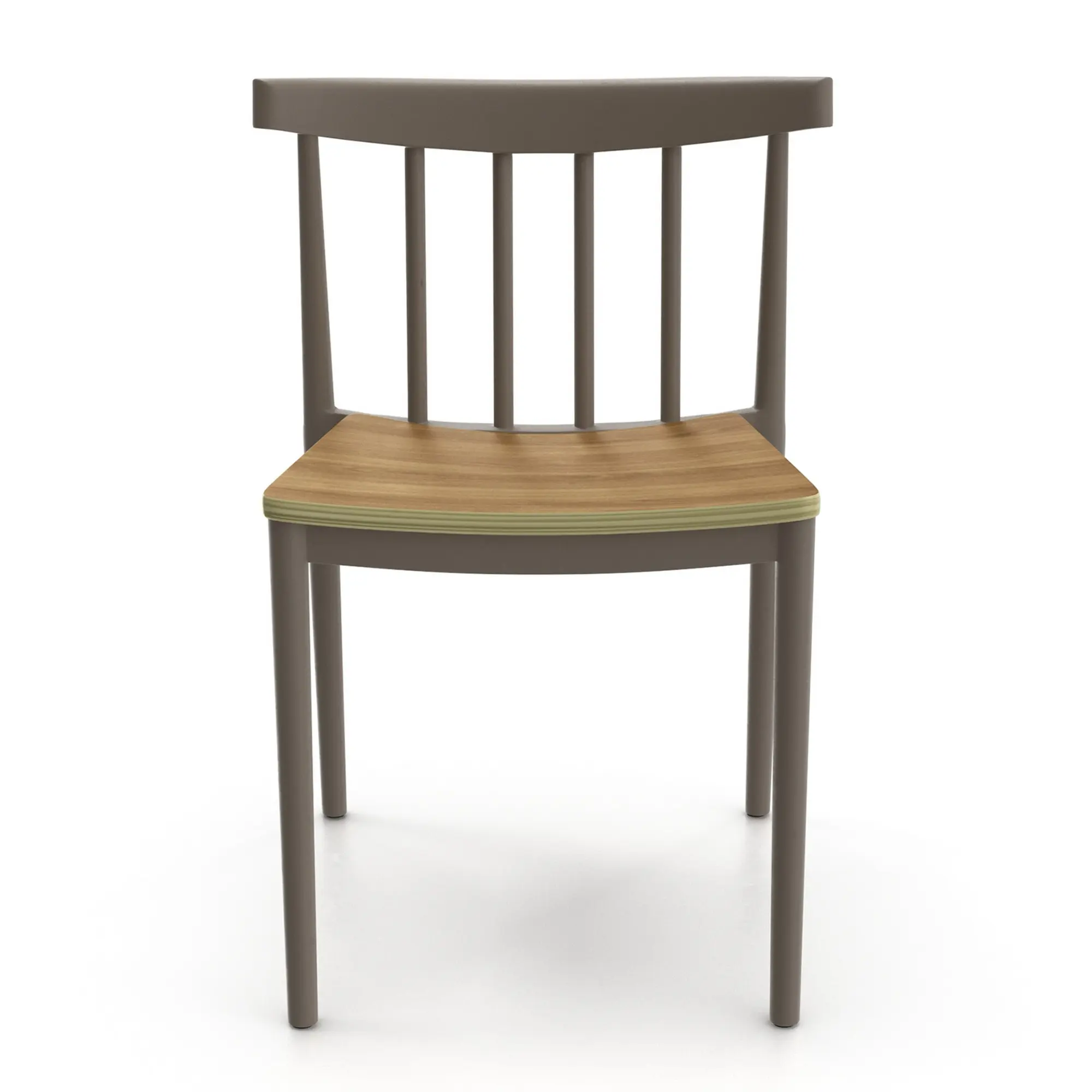 Indoor Stackable Chairs with Wood Seat - Grey Polypropylene Frame