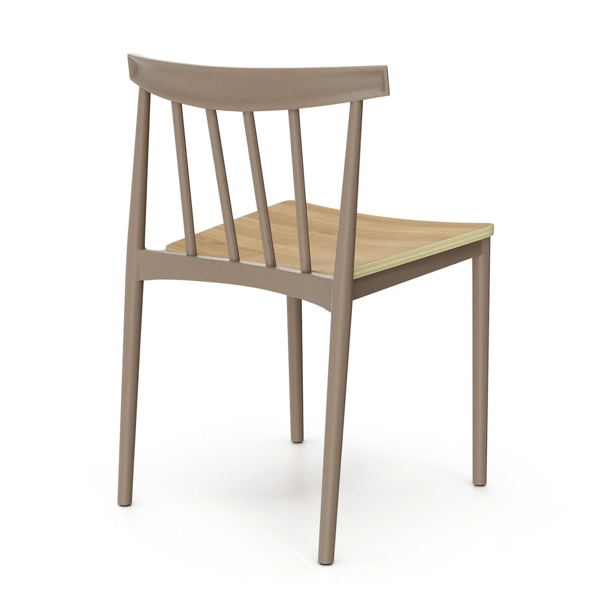 Indoor Stackable Chairs with Wood Seat - Grey Polypropylene Frame
