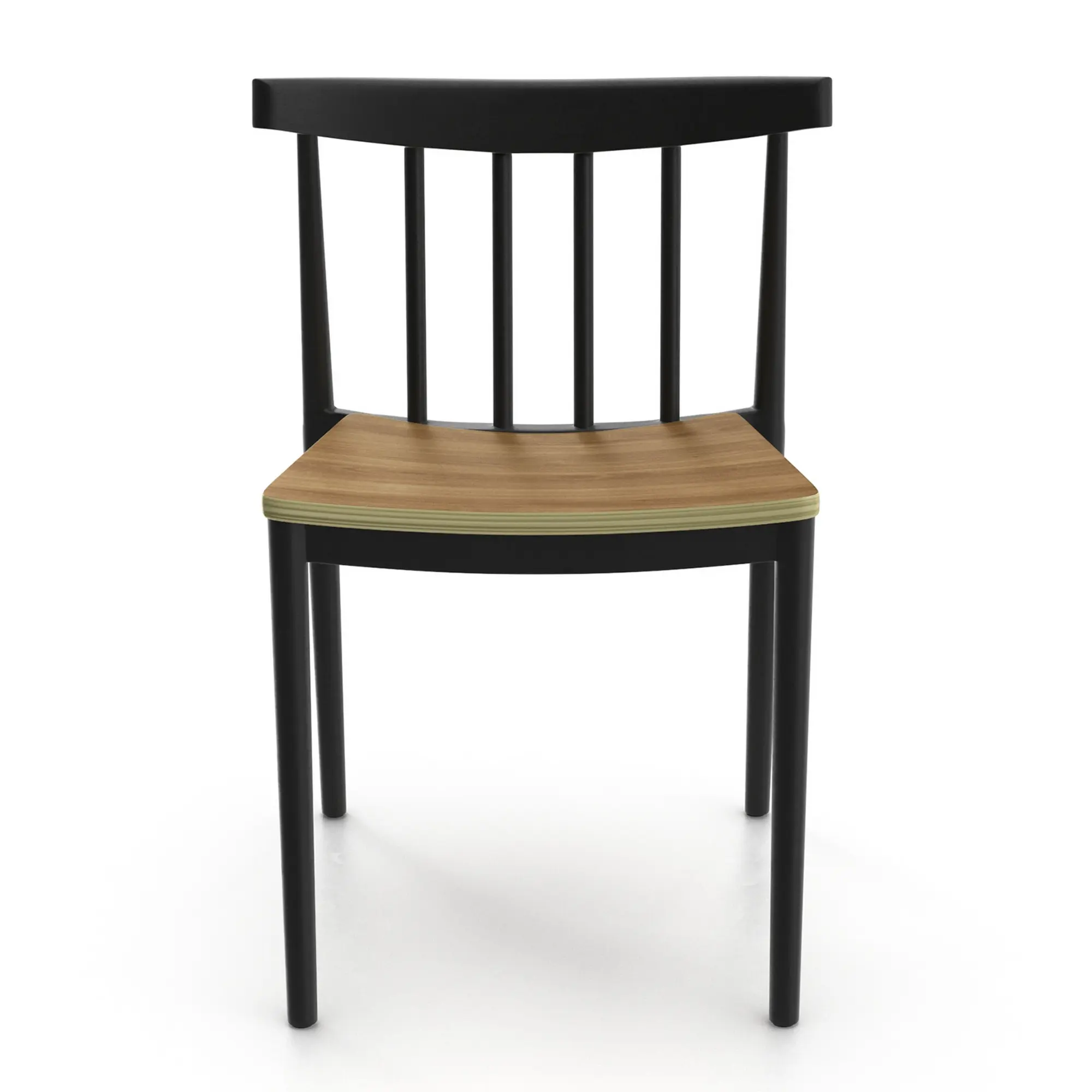 Black Polypropylene Stackable Chairs - Wood Seat Design for Dining Room