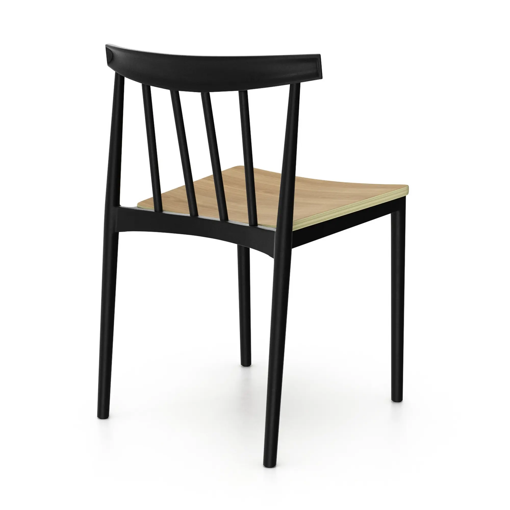 Black Polypropylene Stackable Chairs - Wood Seat Design for Dining Room