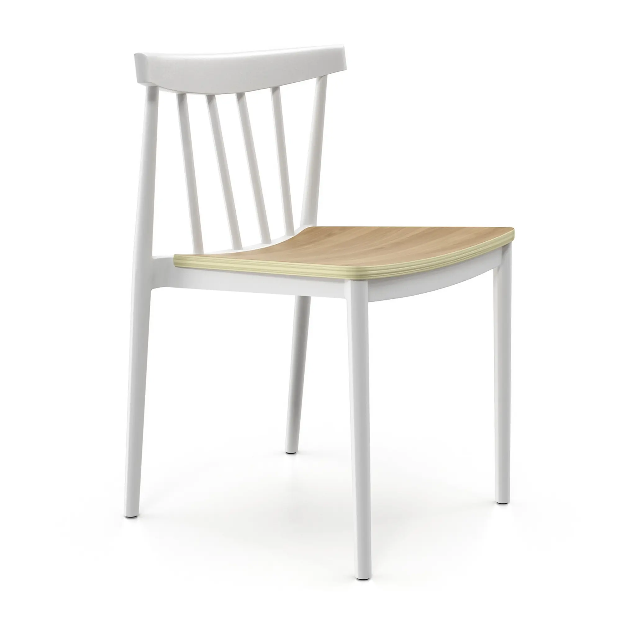 White Stacking Chairs with Wooden Seat - PP Frame Indoor Event Chairs
