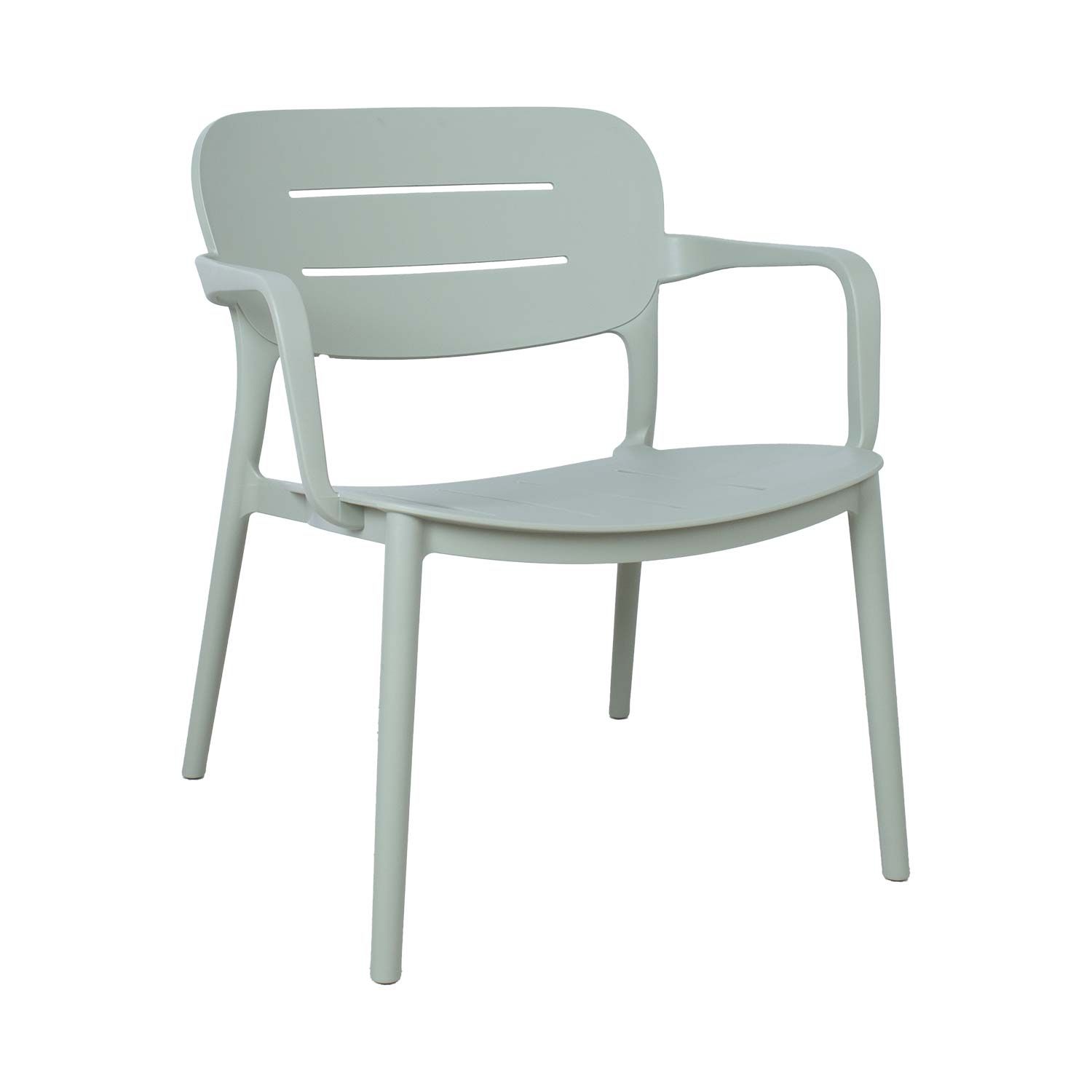 Wholesale Sage Green Wide Seat Plastic Arm Chair, Weather-Resistant Oversized Lounge PP Chair for Outdoor Patio, Cafe & Commercial Use