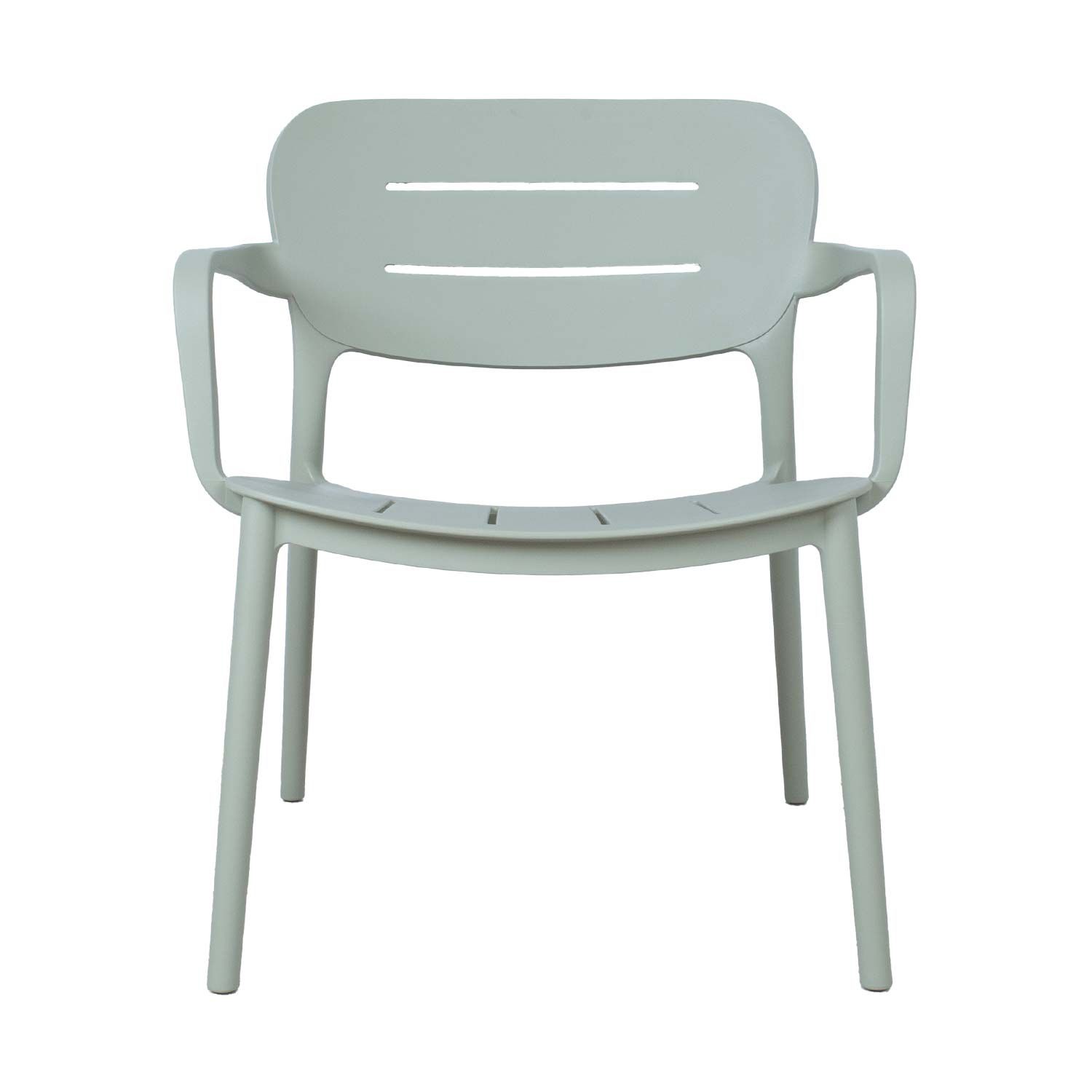 Wholesale Sage Green Wide Seat Plastic Arm Chair, Weather-Resistant Oversized Lounge PP Chair for Outdoor Patio, Cafe & Commercial Use