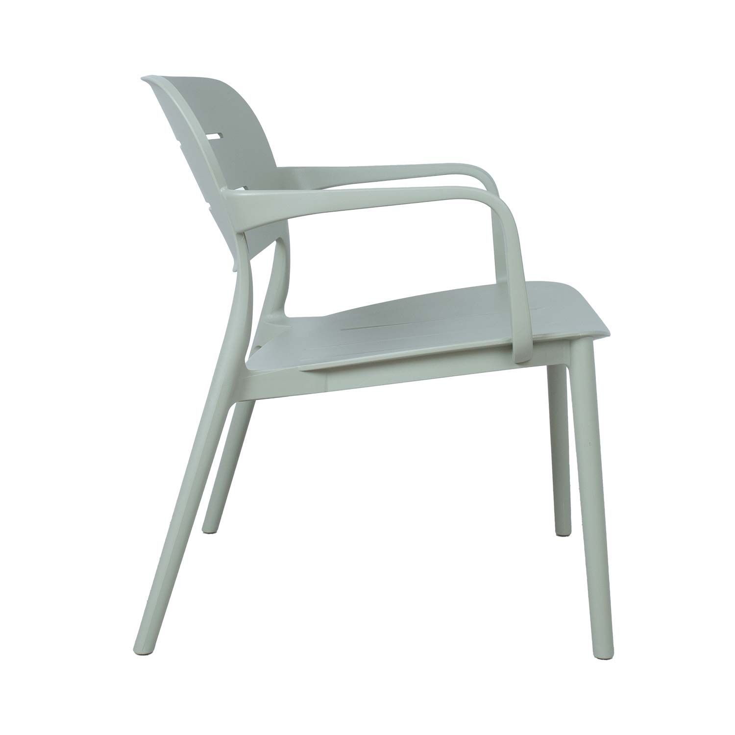 Wholesale Sage Green Wide Seat Plastic Arm Chair, Weather-Resistant Oversized Lounge PP Chair for Outdoor Patio, Cafe & Commercial Use