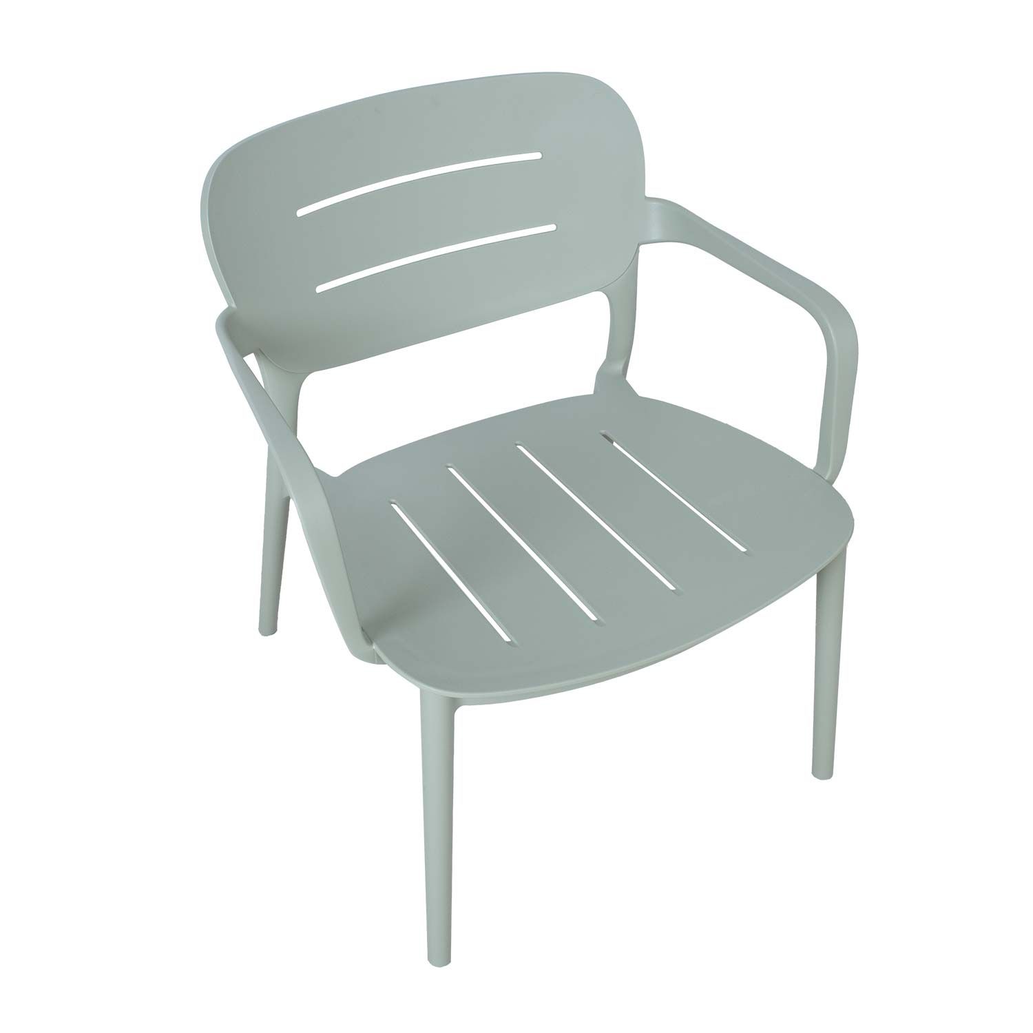 Wholesale Sage Green Wide Seat Plastic Arm Chair, Weather-Resistant Oversized Lounge PP Chair for Outdoor Patio, Cafe & Commercial Use