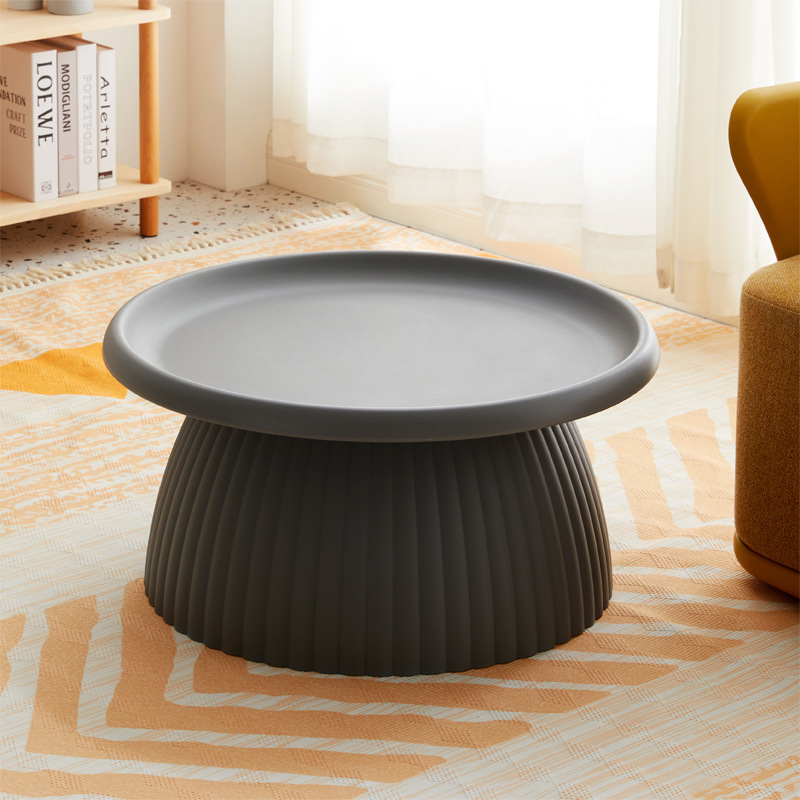 Dark Grey Round Plastic Coffee Table-PP Chair