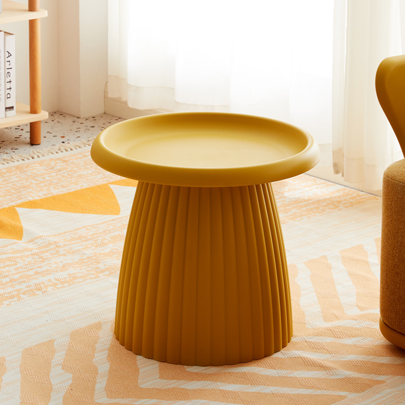 Mustard Round Polypropylene Side Table-PP Chair