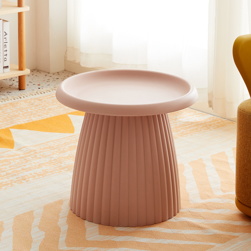 Pink Round Polypropylene Side Table-PP Chair