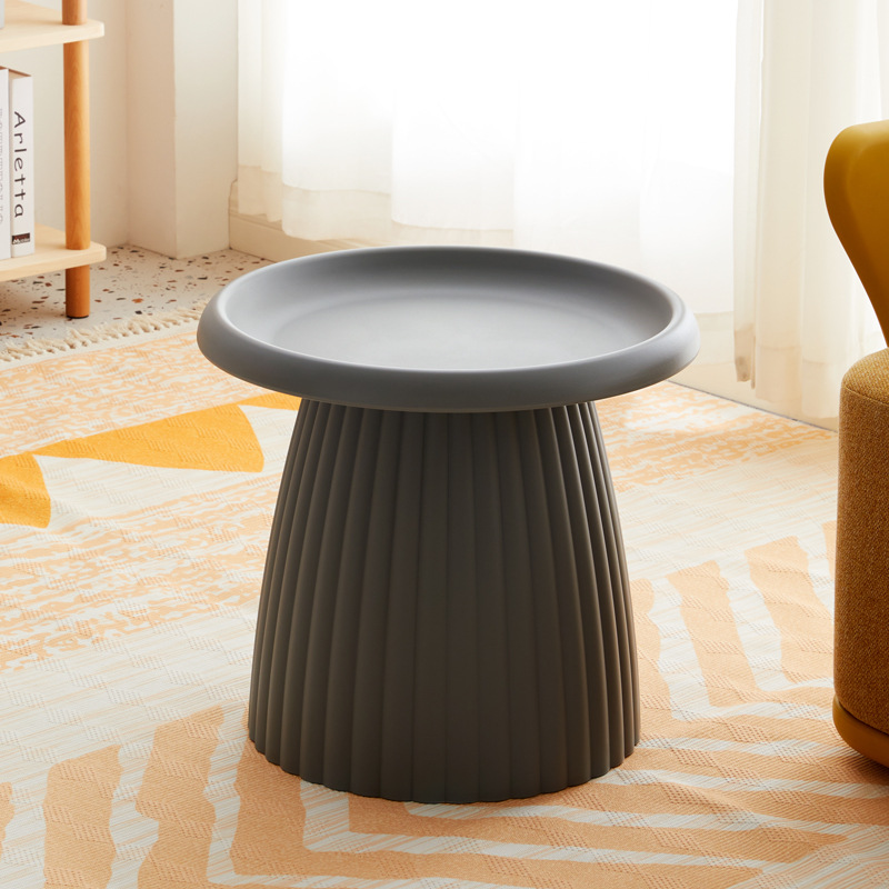 Dark Grey Round Polypropylene Side Table-PP Chair