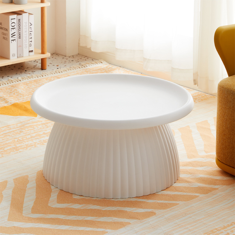 White Round Plastic Coffee Table-PP Chair