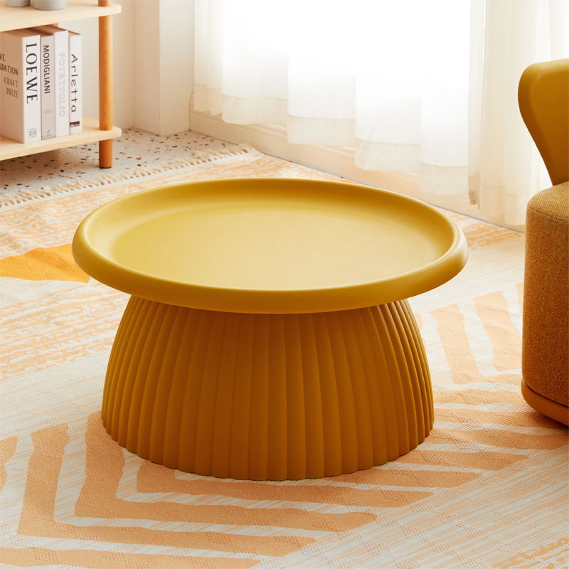 Mustard Round Plastic Coffee Table-PP Chair