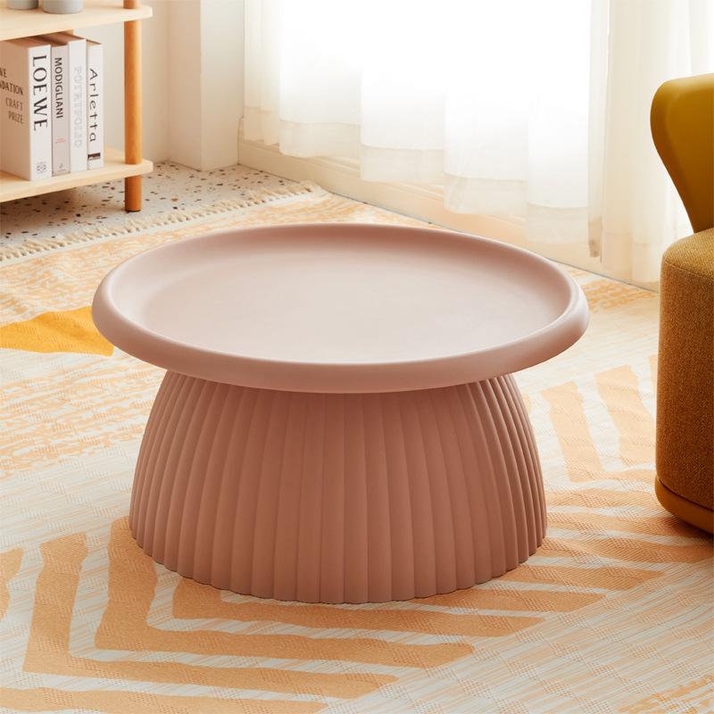 Pink Round Plastic Coffee Table-PP Chair