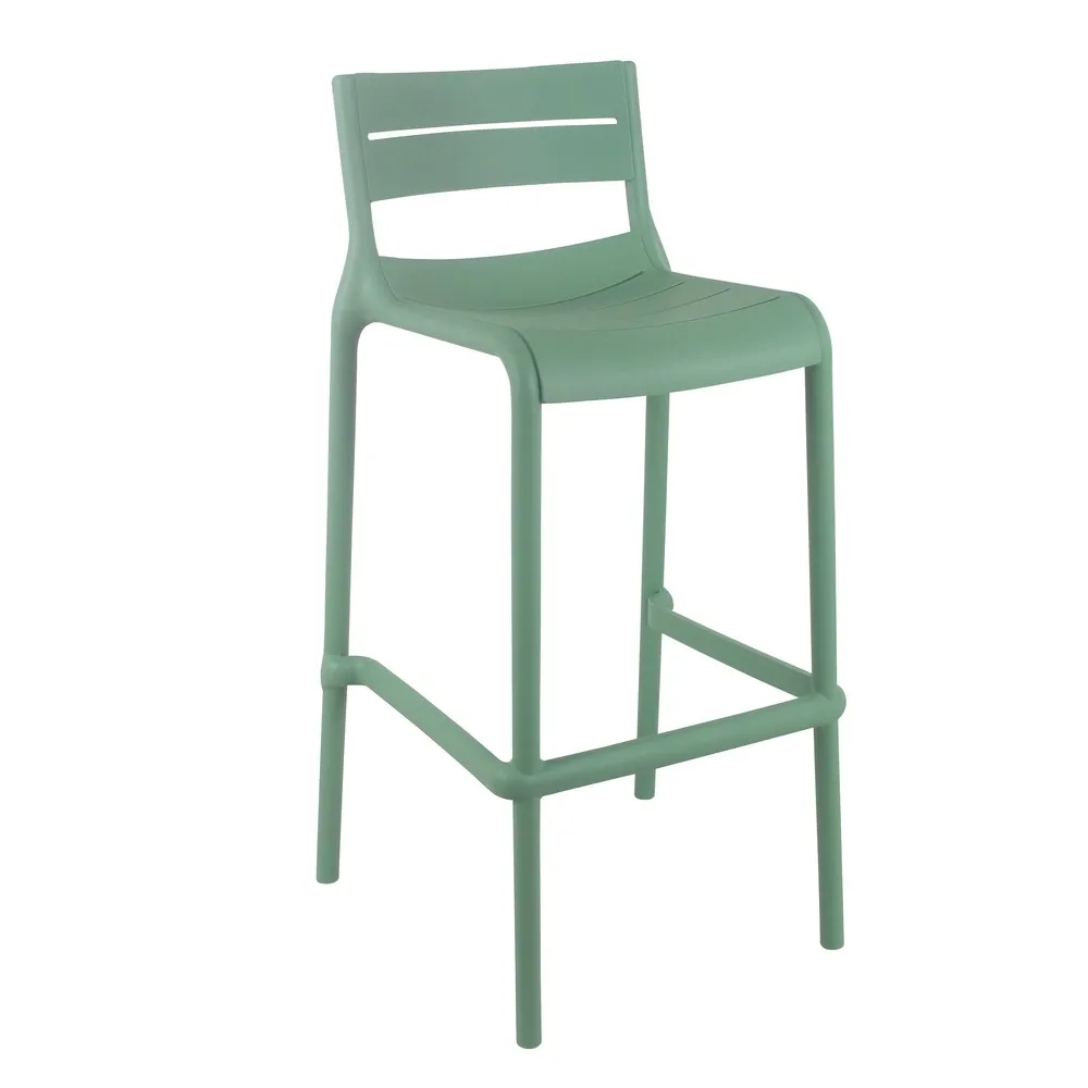 Green Plastic Bar Stool - Eco-Friendly, Durable & Weatherproof Counter Stool for Indoor/Outdoor Use