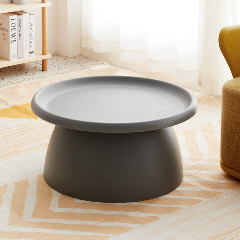 Dark Grey Round Polypropylene Coffee Table-PP Chair
