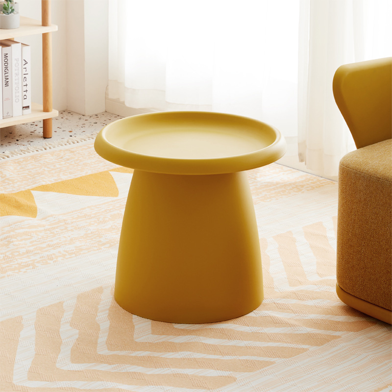 Mustard Round Plastic Side Table-PP Chair