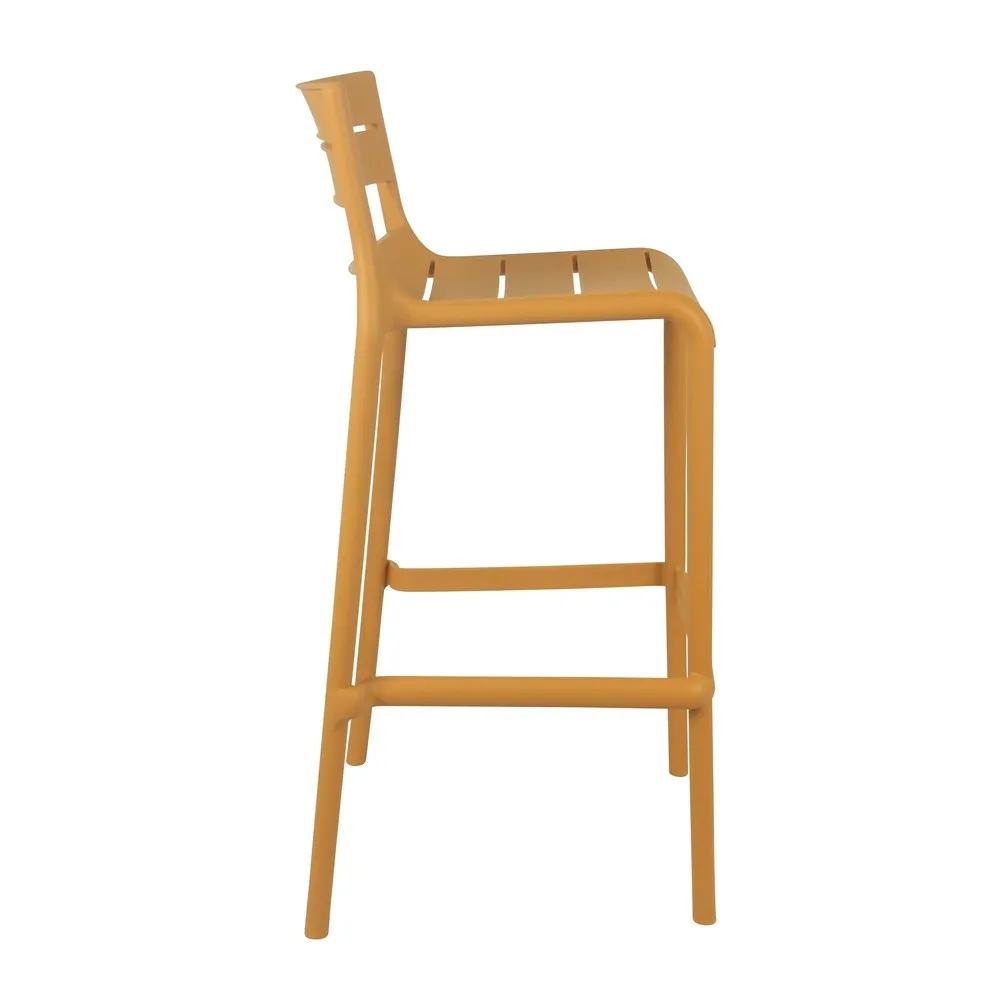 Mustard Yellow Plastic Bar Stool – Retro Industrial, Stackable Counter Stool for Cafés & Modern Spaces-PP Chair