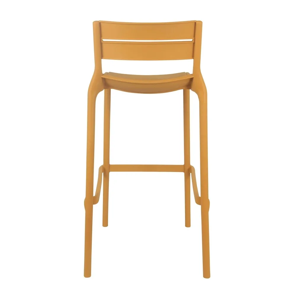 Mustard Yellow Plastic Bar Stool – Retro Industrial, Stackable Counter Stool for Cafés & Modern Spaces-PP Chair