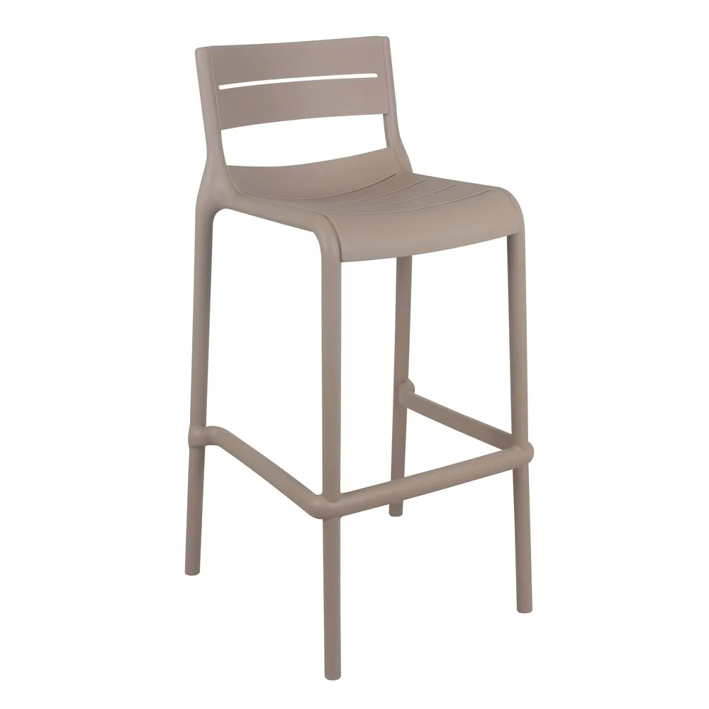 Taupe Plastic Bar Stool – Modern Neutral, Stackable Counter Stool for Minimalist Interiors & Cafés