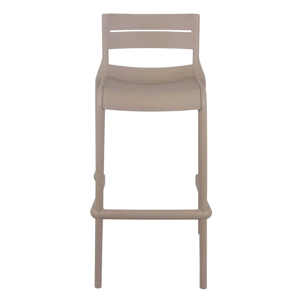 Taupe Plastic Bar Stool – Modern Neutral, Stackable Counter Stool for Minimalist Interiors & Cafés