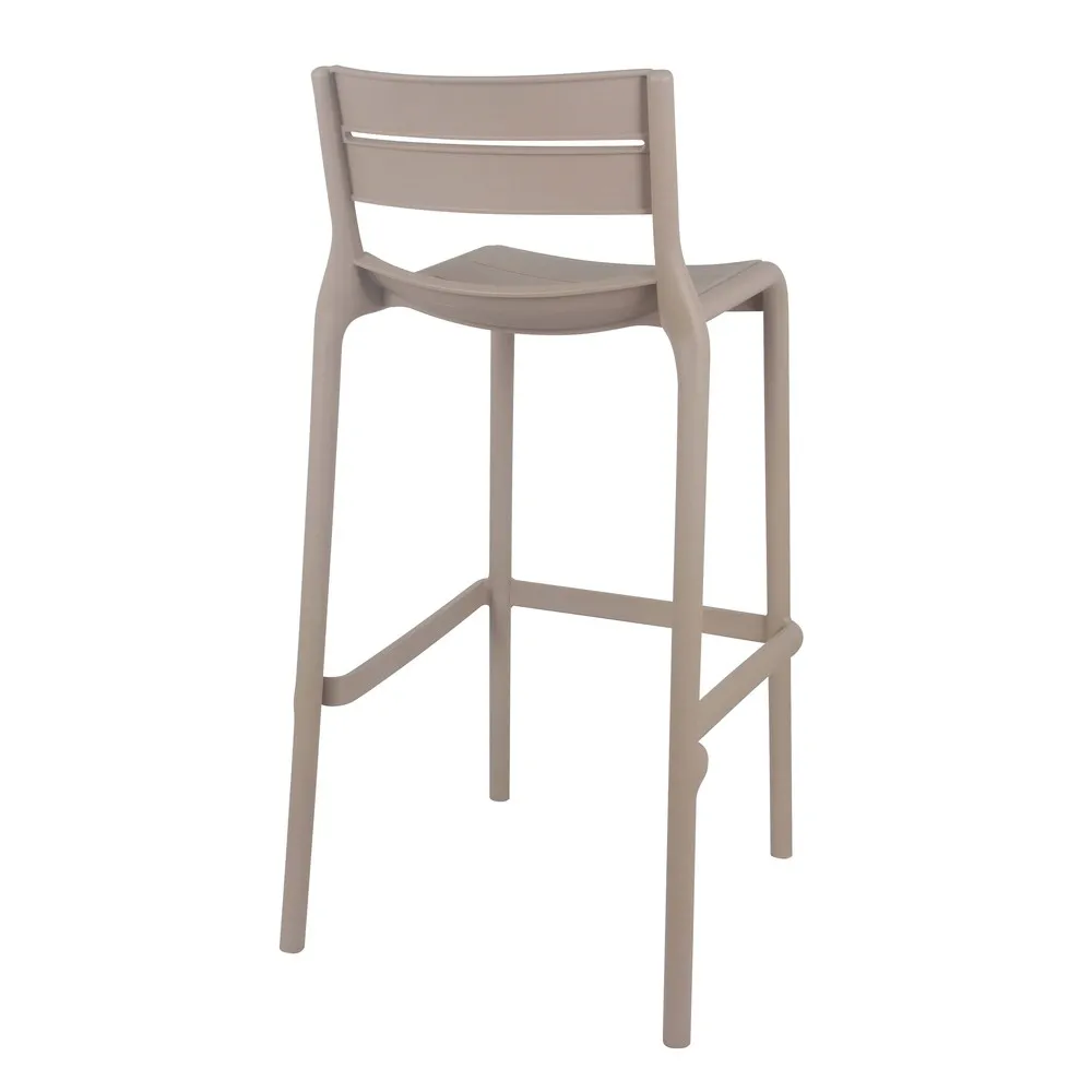 Taupe Plastic Bar Stool – Modern Neutral, Stackable Counter Stool for Minimalist Interiors & Cafés
