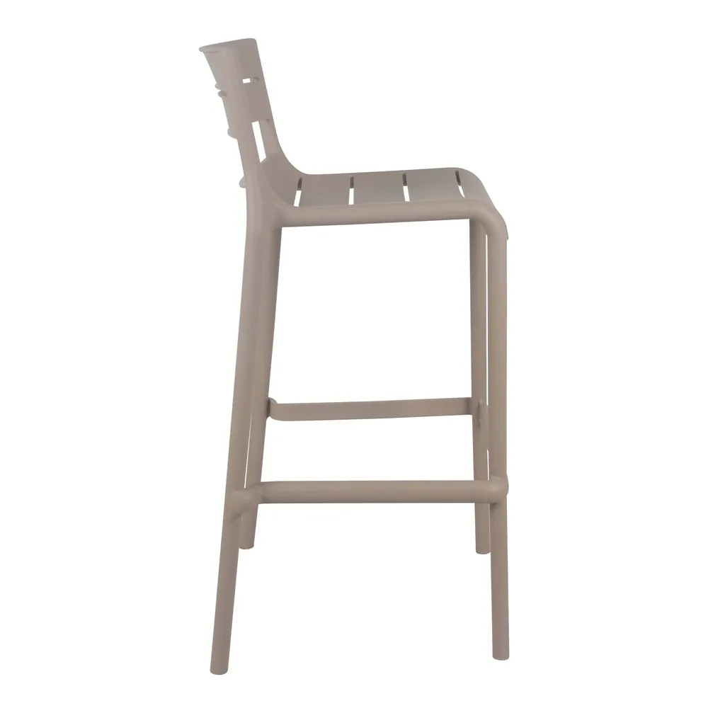 Taupe Plastic Bar Stool – Modern Neutral, Stackable Counter Stool for Minimalist Interiors & Cafés