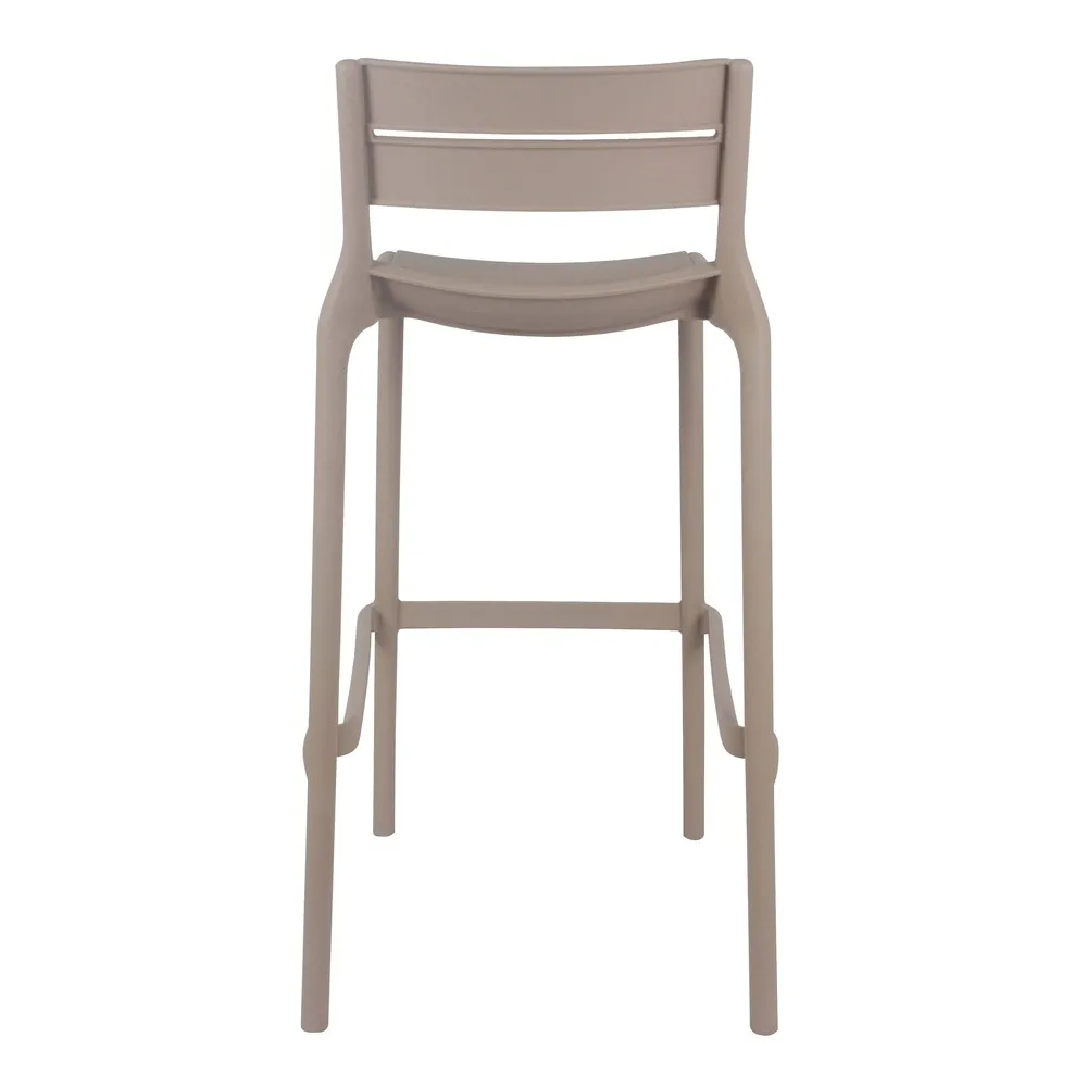 Taupe Plastic Bar Stool – Modern Neutral, Stackable Counter Stool for Minimalist Interiors & Cafés
