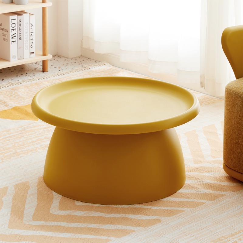 Mustard Round Polypropylene Coffee Table-PP Chair