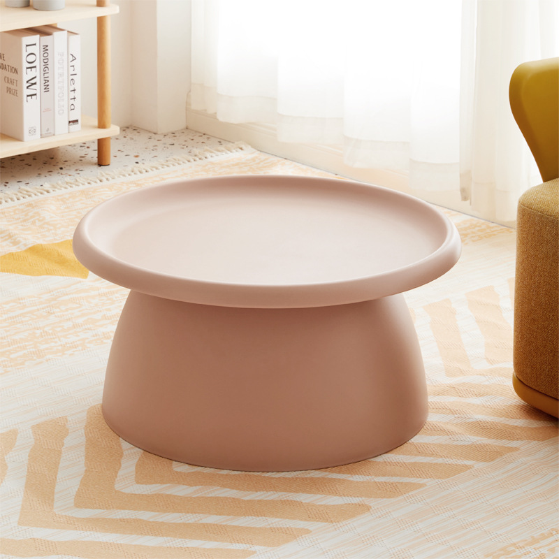 Pink Round Polypropylene Coffee Table-PP Chair