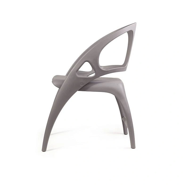Grey Foldable Polypropylene Armchair - Space-Saving & Stackable with Arms