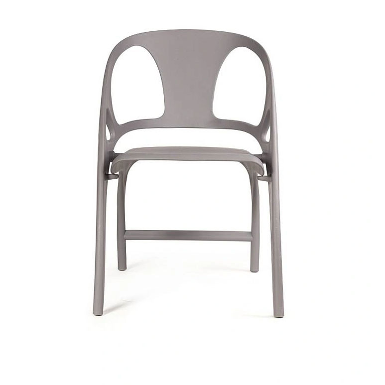 Grey Foldable Polypropylene Armchair - Space-Saving & Stackable with Arms
