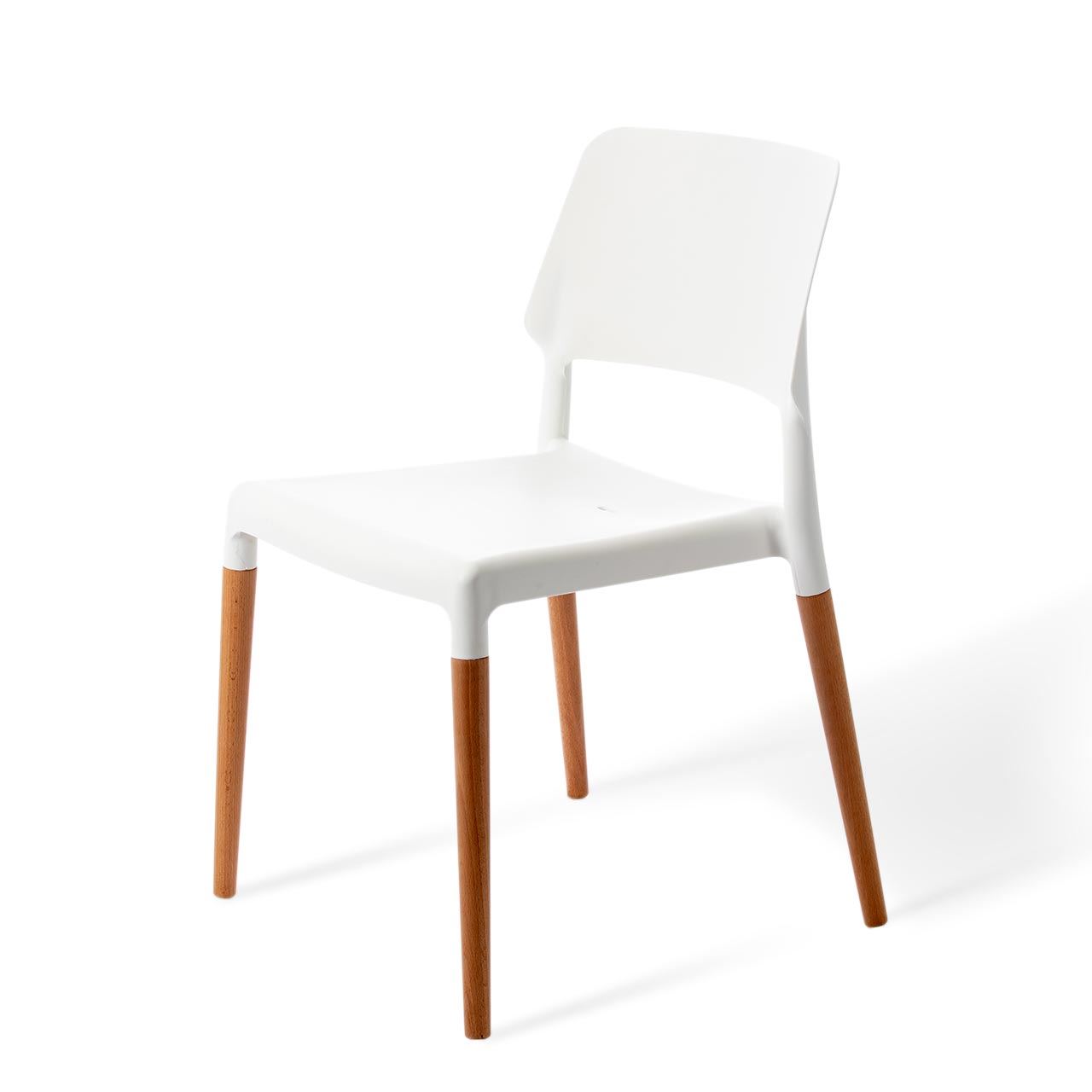 White PP Cafe Chair With Wood Legs-PP Chair