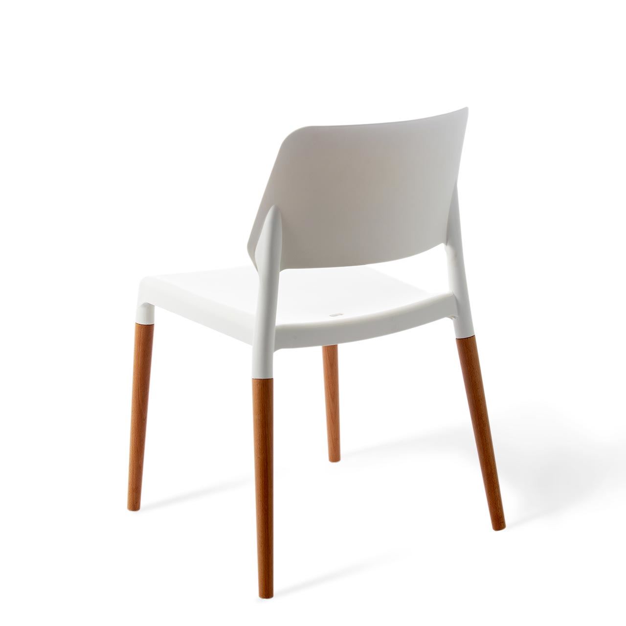 White PP Cafe Chair With Wood Legs-PP Chair