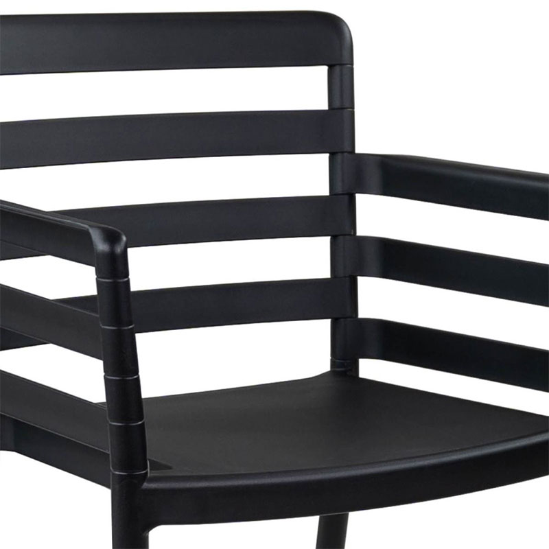 Black Plastic Outdoor Armchair-PP Chair