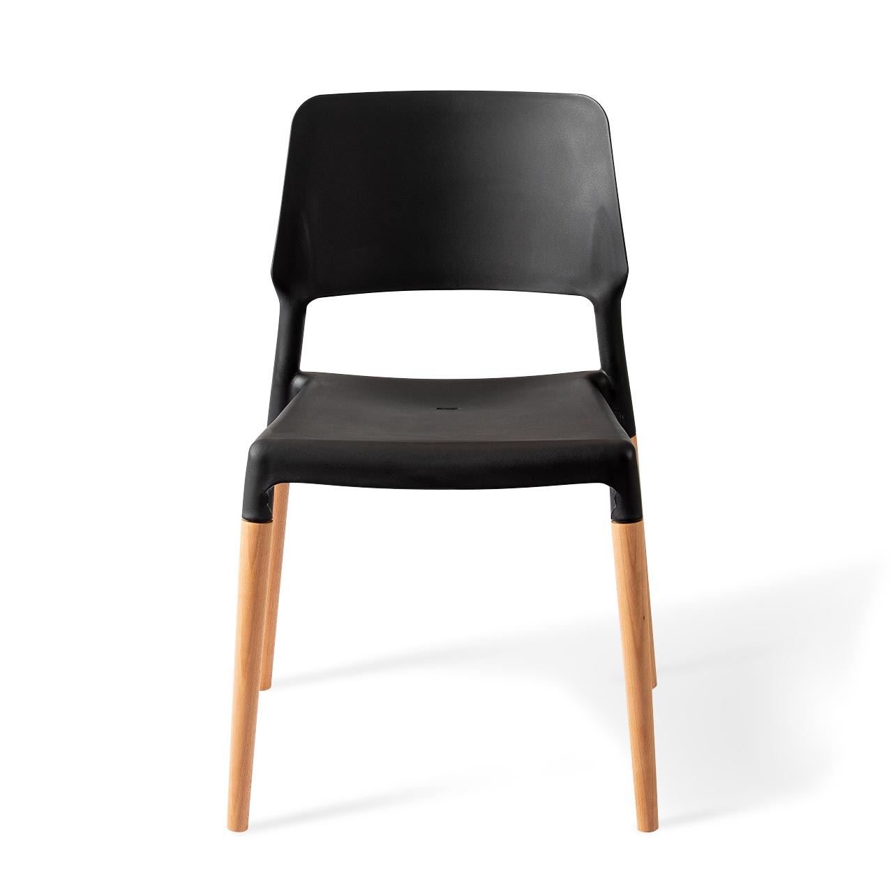 Black PP Cafe Chair With Wood Legs-PP Chair