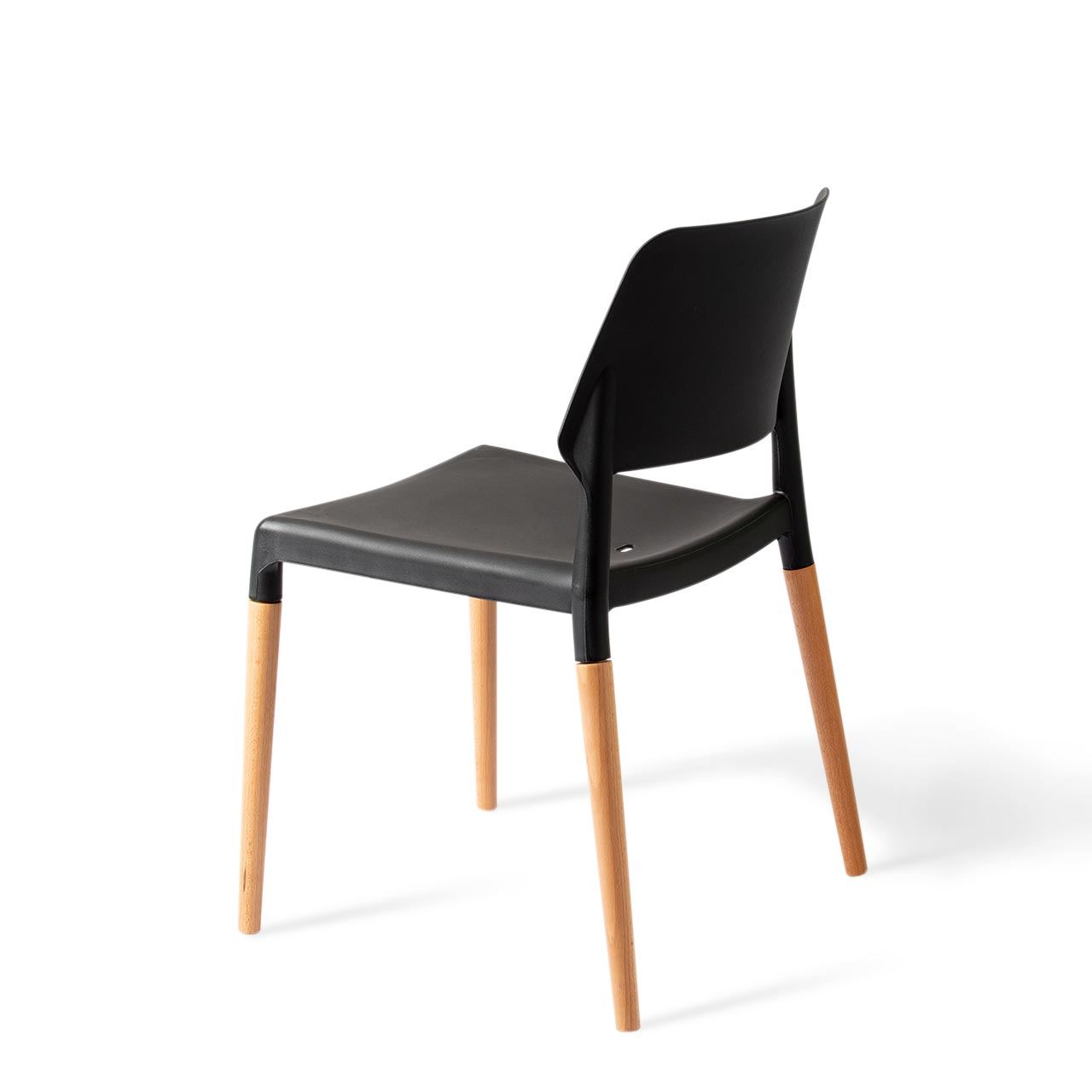 Black PP Cafe Chair With Wood Legs-PP Chair