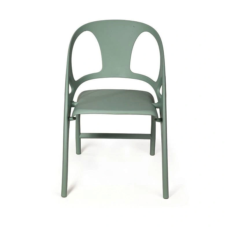 Green Foldable Polypropylene Armchair - Portable & Space-Saving Chair with Arms