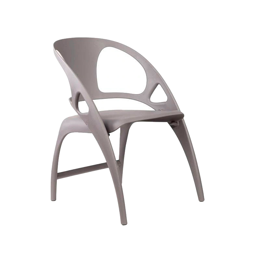 Grey Foldable Polypropylene Armchair - Space-Saving & Stackable with Arms