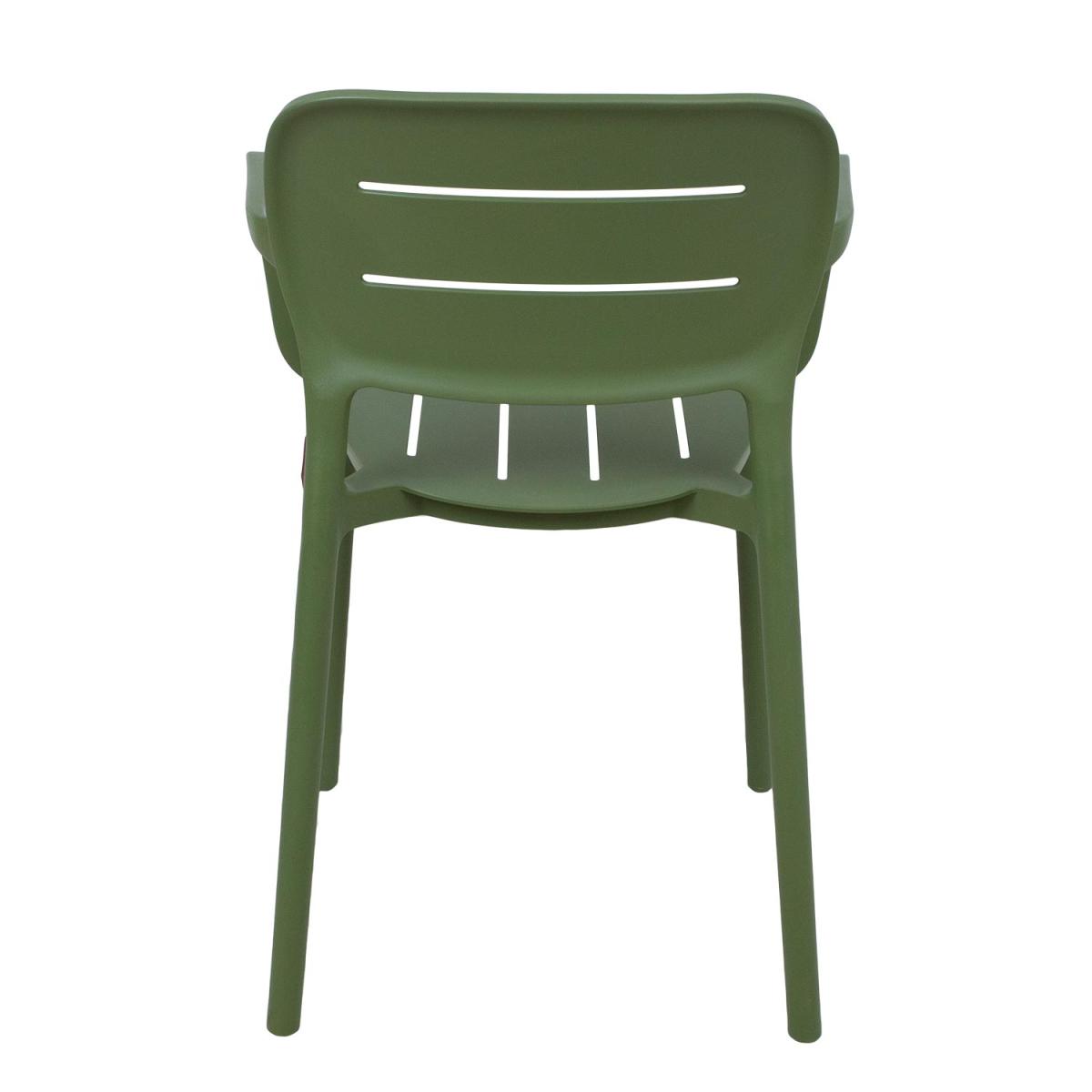 Olive Green Stackable Polypropylene Outdoor Armchairs - Set of 4, All-Weather Garden Chairs for Patio, Café & Commercial Use-PP Chair