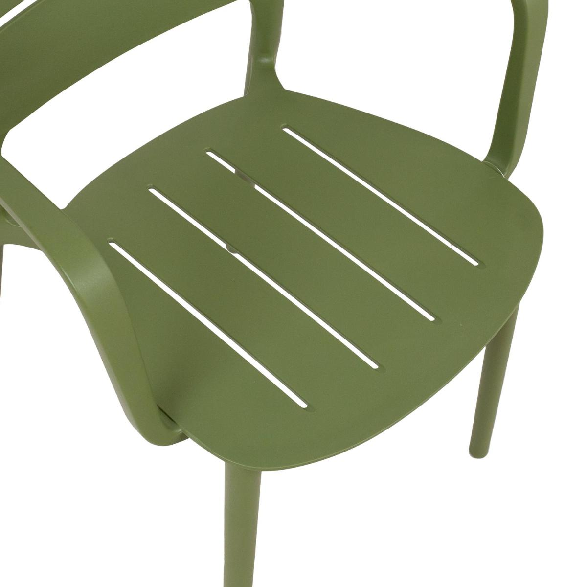 Olive Green Stackable Polypropylene Outdoor Armchairs - Set of 4, All-Weather Garden Chairs for Patio, Café & Commercial Use-PP Chair