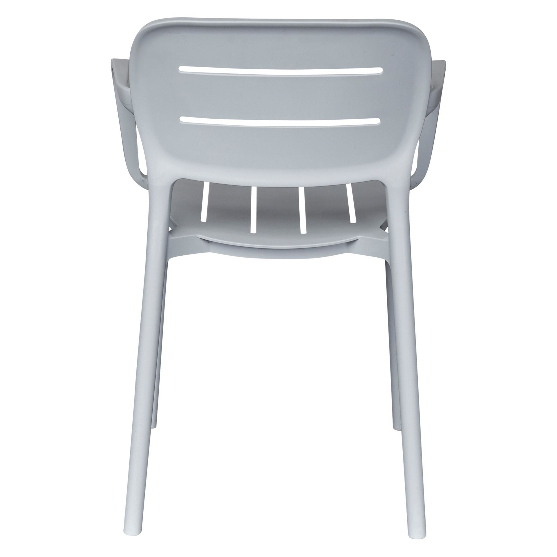 Light Gray Stackable Polypropylene Outdoor Armchairs - Set of 4, All-Weather Patio Chairs with Arms for Garden, Restaurant & Commercial Use-PP Chair