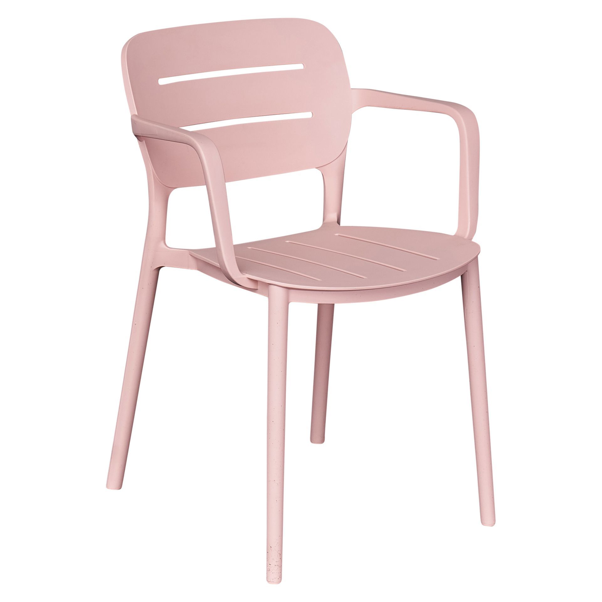 Pink Stackable Polypropylene Outdoor Armchairs - Set of 4, Weather-Resistant Patio Chairs with Arms for Garden, Café & Commercial Use-PP Chair