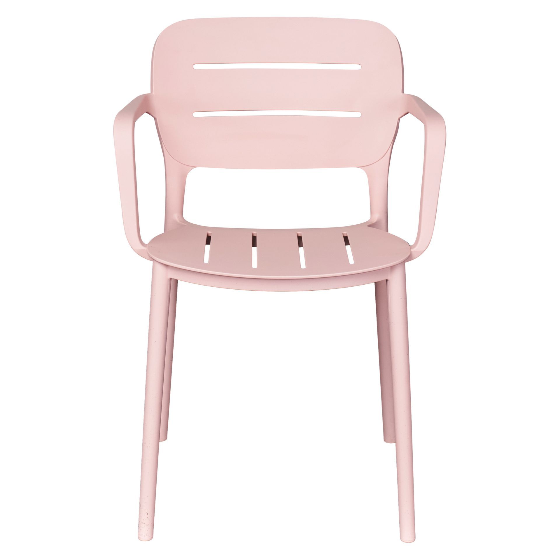 Pink Stackable Polypropylene Outdoor Armchairs - Set of 4, Weather-Resistant Patio Chairs with Arms for Garden, Café & Commercial Use-PP Chair